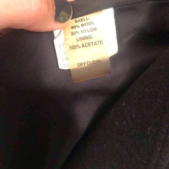 Tahari wool black womens coat with ruffle collar - Picture 7 of 8